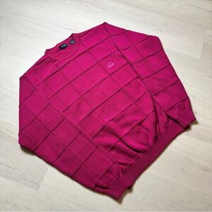 Izod Men's Pink Magenta Crewneck Sweater 100% Cotton Pullover